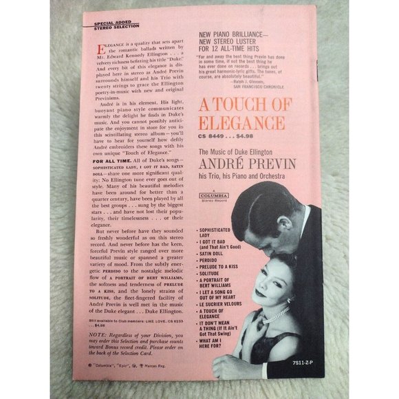 Columbia Record Club Magazine Vol 7 No 11 I Love Paris Michel Legrand Orchestra - Picture 2 of 2